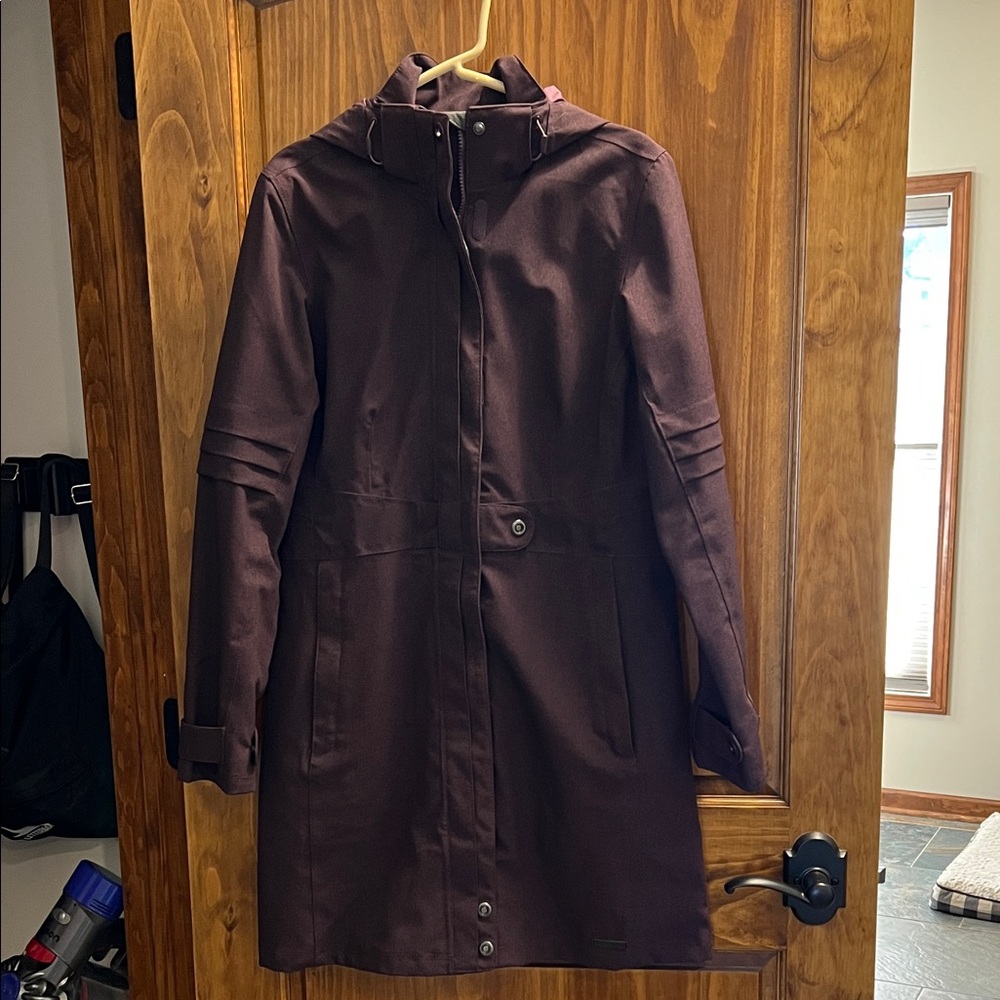 Merrell Women's Hooded Waterproof Trench Coat - Dark Plum, medium